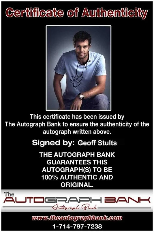 Geoff Stults — Geoff Stults signed celebrity 8x10 photo W/Cert Autograph 0134, image 2