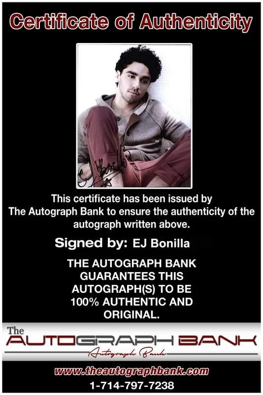 Ej Bonilla — Ej Bonilla signed celebrity 8x10 photo W/Cert Autograph 0184, image 2