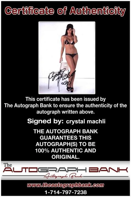 Crystal Machli — Crystal Machli signed celebrity 8x10 photo W/Cert Autograph 0093, image 2