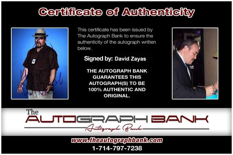 David Zayas — David Zayas signed celebrity 8x10 photo W/Cert Autograph 0145, image 2