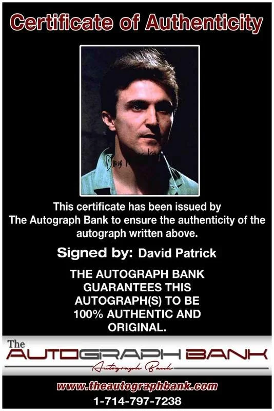 David Patrick — David Patrick signed celebrity 8x10 photo W/Cert Autograph 0109, image 2