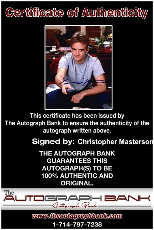 Christopher Masterson — Christopher Masterson signed celebrity 8x10 photo W/Cert Autograph 0111, image 2