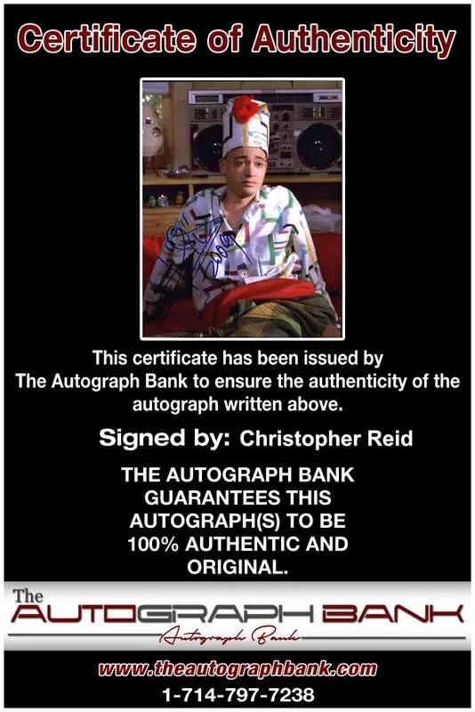 Christopher Reid — Christopher Reid signed celebrity 8x10 photo W/Cert Autograph 0090, изображение 2