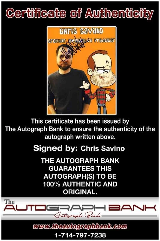Chris Savino — Chris Savino signed celebrity 8x10 photo W/Cert Autograph 0085, изображение 2