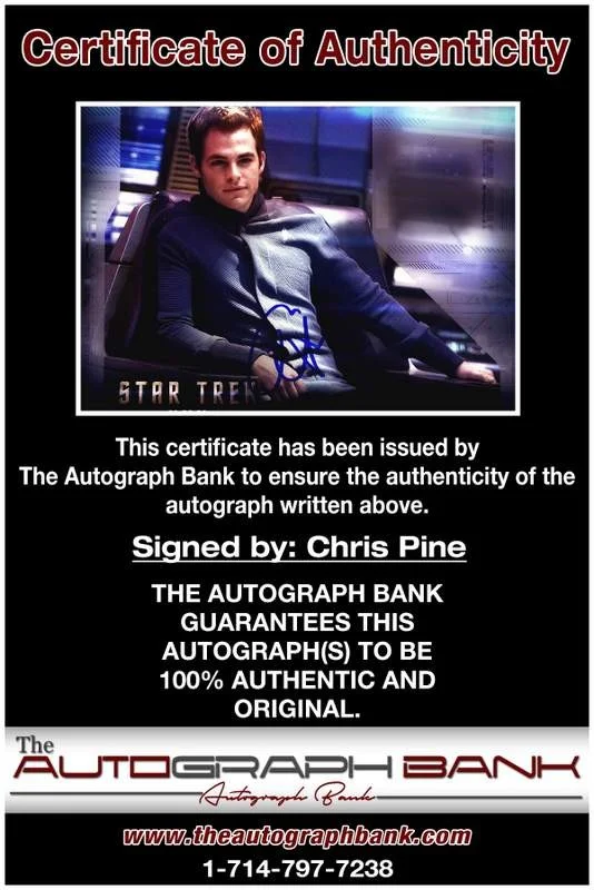 Chris Pine — Chris Pine authentic signed celebrity 8x10 photo W/Cert Autographed A0001, изображение 2