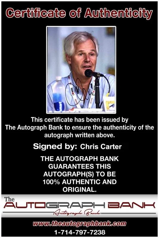 Chris Carter — Chris Carter signed celebrity 8x10 photo W/Cert Autograph 0075, изображение 2