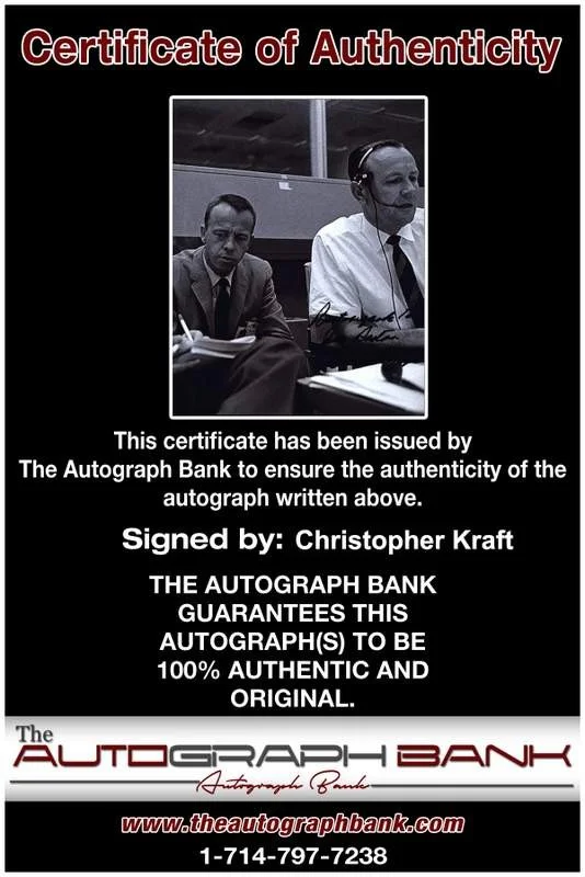 Chris Kraft — Christopher Kraft signed celebrity 8x10 photo W/Cert Autograph 0094, изображение 2