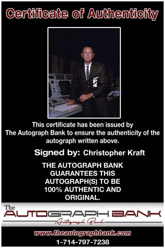 Chris Kraft — Christopher Kraft signed celebrity 8x10 photo W/Cert Autograph 0096, изображение 2