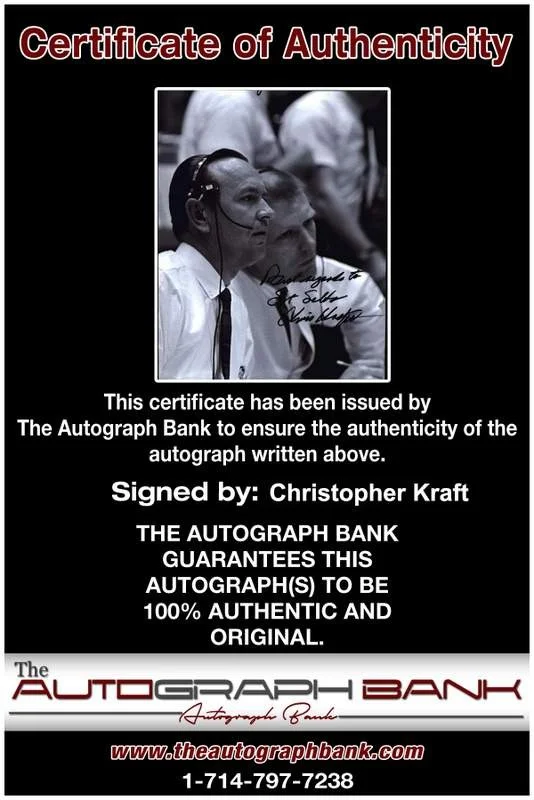 Chris Kraft — Christopher Kraft signed celebrity 8x10 photo W/Cert Autograph 0093, изображение 2