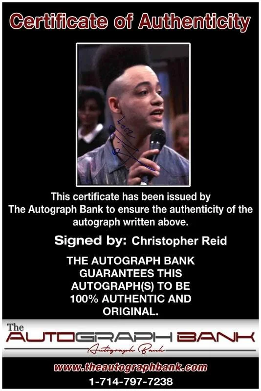 Christopher Reid — Christopher Reid signed celebrity 8x10 photo W/Cert Autograph 0088, изображение 2