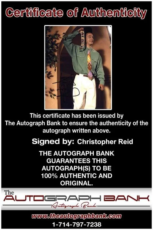 Christopher Reid — Christopher Reid signed celebrity 8x10 photo W/Cert Autograph 0114, изображение 2