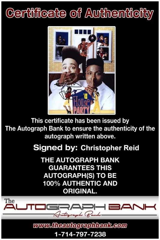 Christopher Reid — Christopher Reid signed celebrity 8x10 photo W/Cert Autograph 0113, изображение 2