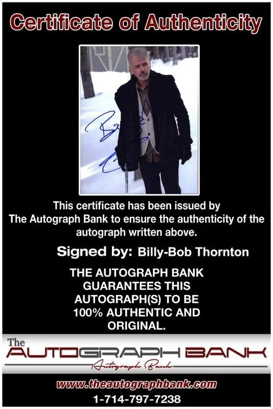 Billy-Bob Thornton — Billy-Bob Thornton signed celebrity 8x10 photo W/Cert Autograph 0055, изображение 2