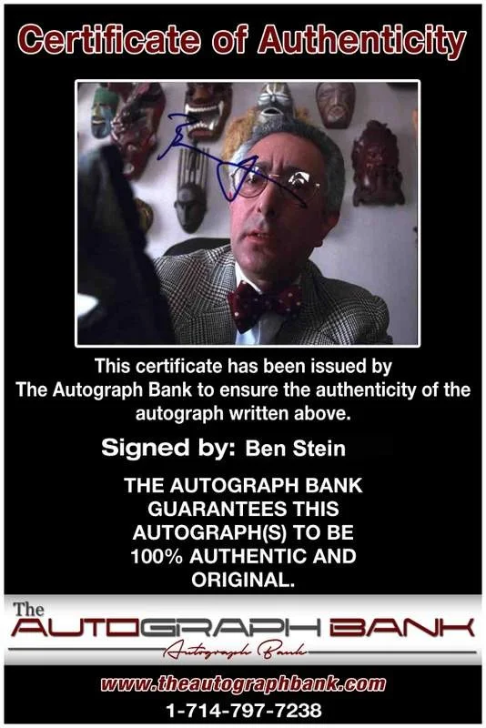 Ben Stein — Ben Stein signed celebrity 8x10 photo W/Cert Autograph 0024, изображение 2