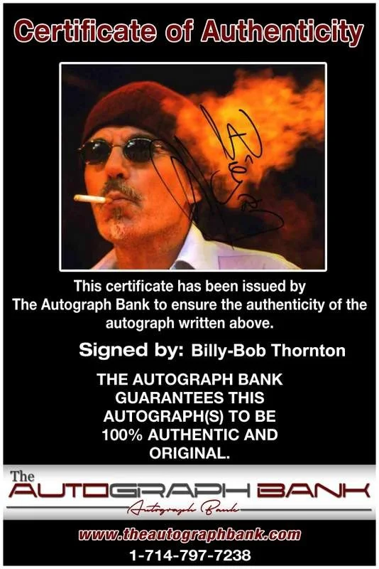 Billy-Bob Thornton — Billy-Bob Thornton signed celebrity 8x10 photo W/Cert Autograph 0028, image 2