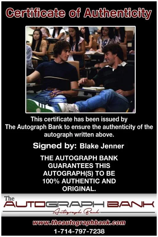 Blake Jenner — Blake Jenner signed celebrity 8x10 photo W/Cert Autograph 0004, изображение 2