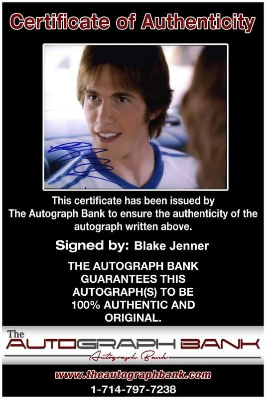 Blake Jenner — Blake Jenner signed celebrity 8x10 photo W/Cert Autograph 0003, изображение 2