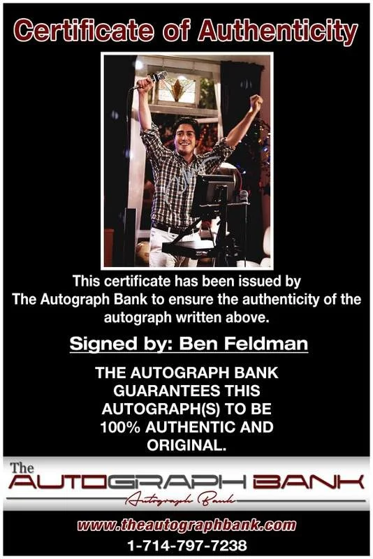 Ben Feldman — Ben Feldman authentic signed celebrity 8x10 photo W/Cert Autographed A0005, изображение 2