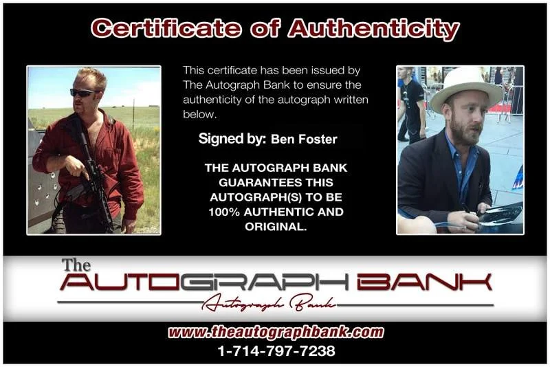 Ben Foster — Ben Foster signed celebrity 8x10 photo W/Cert Autograph 0047, изображение 2