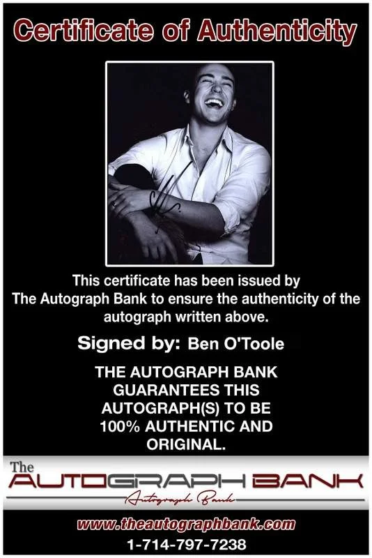 Ben O'toole — Ben O'toole signed celebrity 8x10 photo W/Cert Autograph 0049, изображение 2