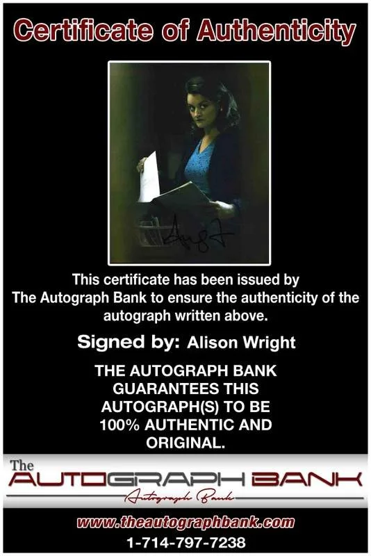 Alison Wright — Alison Wright signed celebrity 8x10 photo W/Cert Autograph 0002, изображение 2