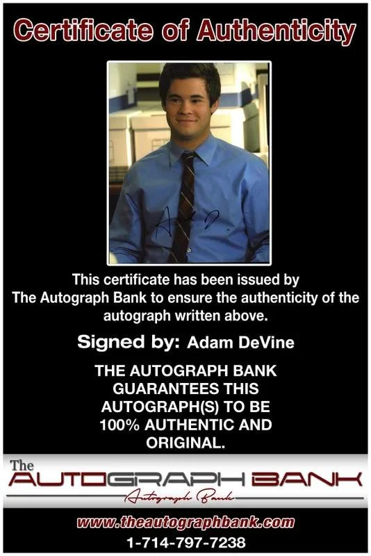Adam Devine — Adam Devine signed celebrity 8x10 photo W/Cert Autograph 0005, изображение 2