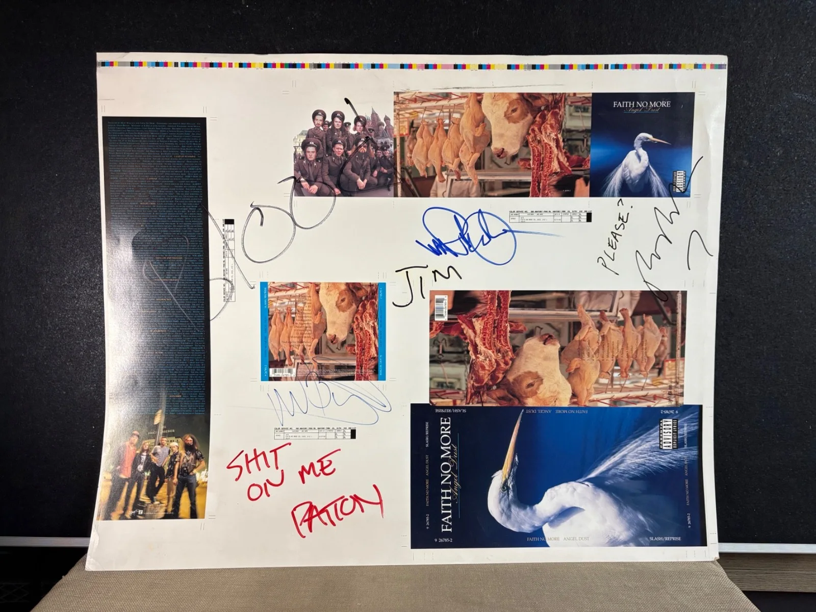 Faith No More Angel Dust Printer Proof For LP CD Artwork Autographed by Band, изображение 2