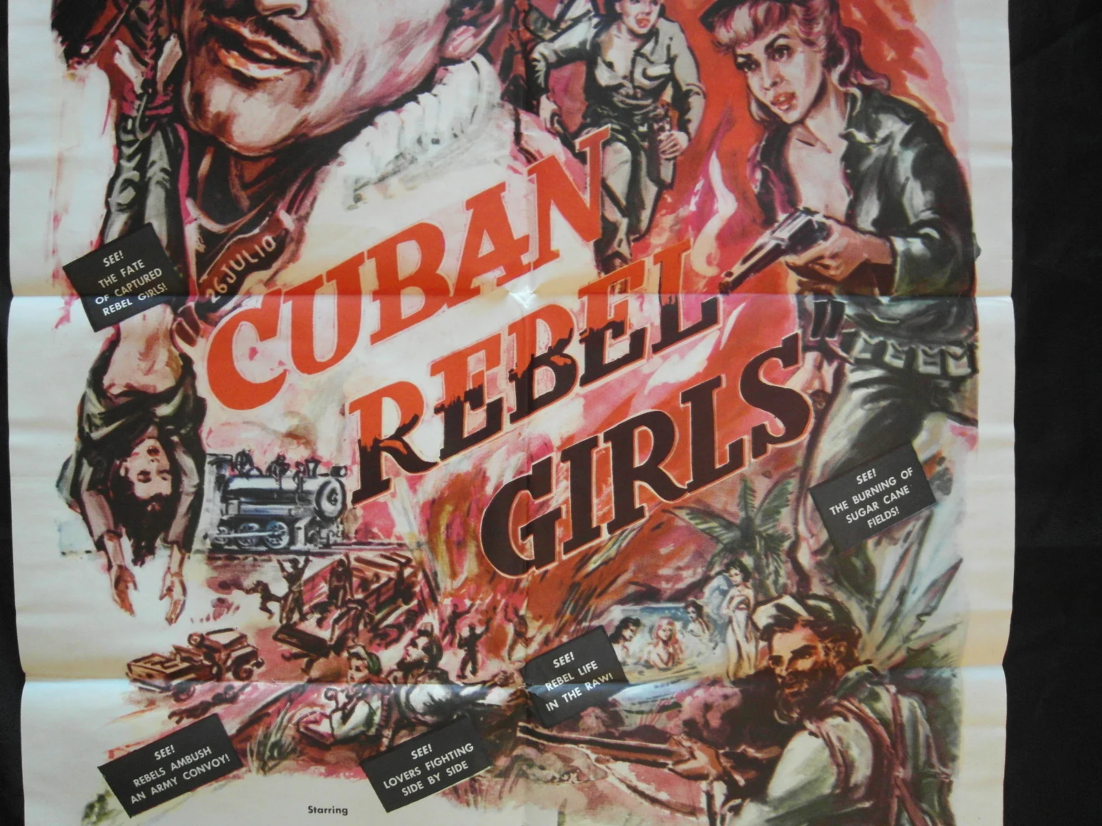 RARE ORIGINAL FILM POSTER 1959 CUBAN REBEL GIRLS ERROL FLYNN, изображение 3