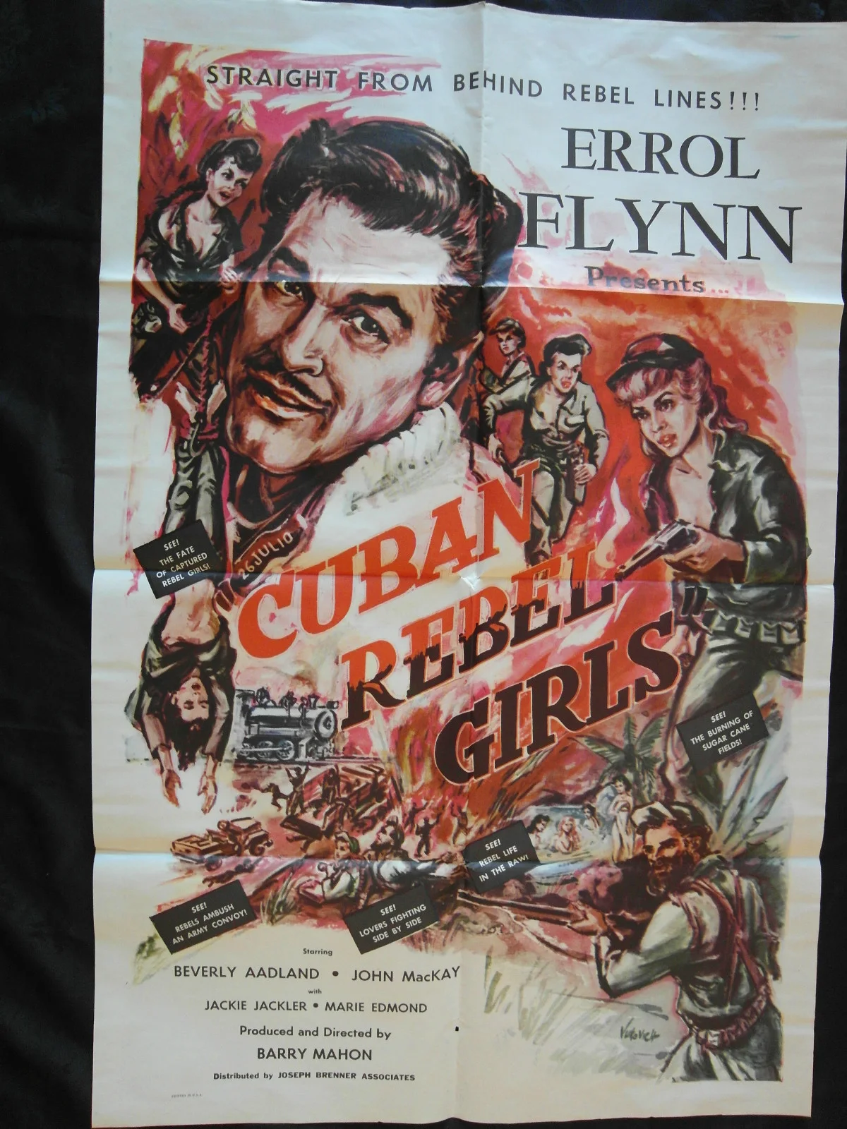 RARE ORIGINAL FILM POSTER 1959 CUBAN REBEL GIRLS ERROL FLYNN, изображение 5