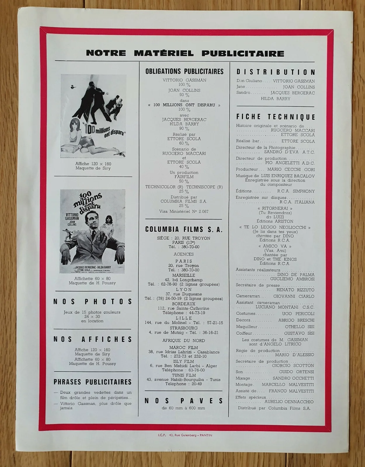 100 MILLIONS ONT DISPARU - VINTAGE ORIGINAL 1963 FRENCH PRESSBOOK - JOAN COLLINS, изображение 3