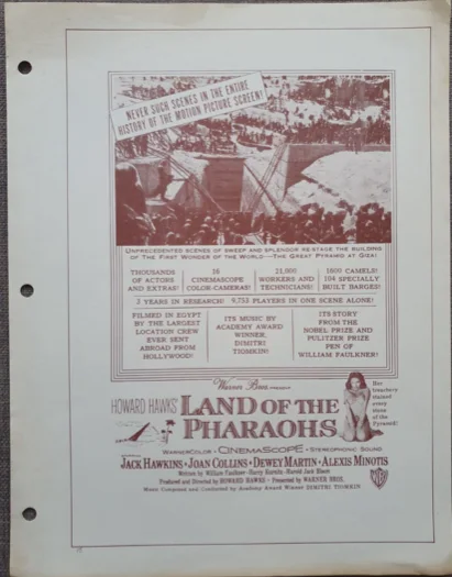 LAND OF THE PHARAOHS - VINTAGE ORIGINAL 1954 BROCHURE & AD ARTWORK JOAN COLLINS, изображение 5