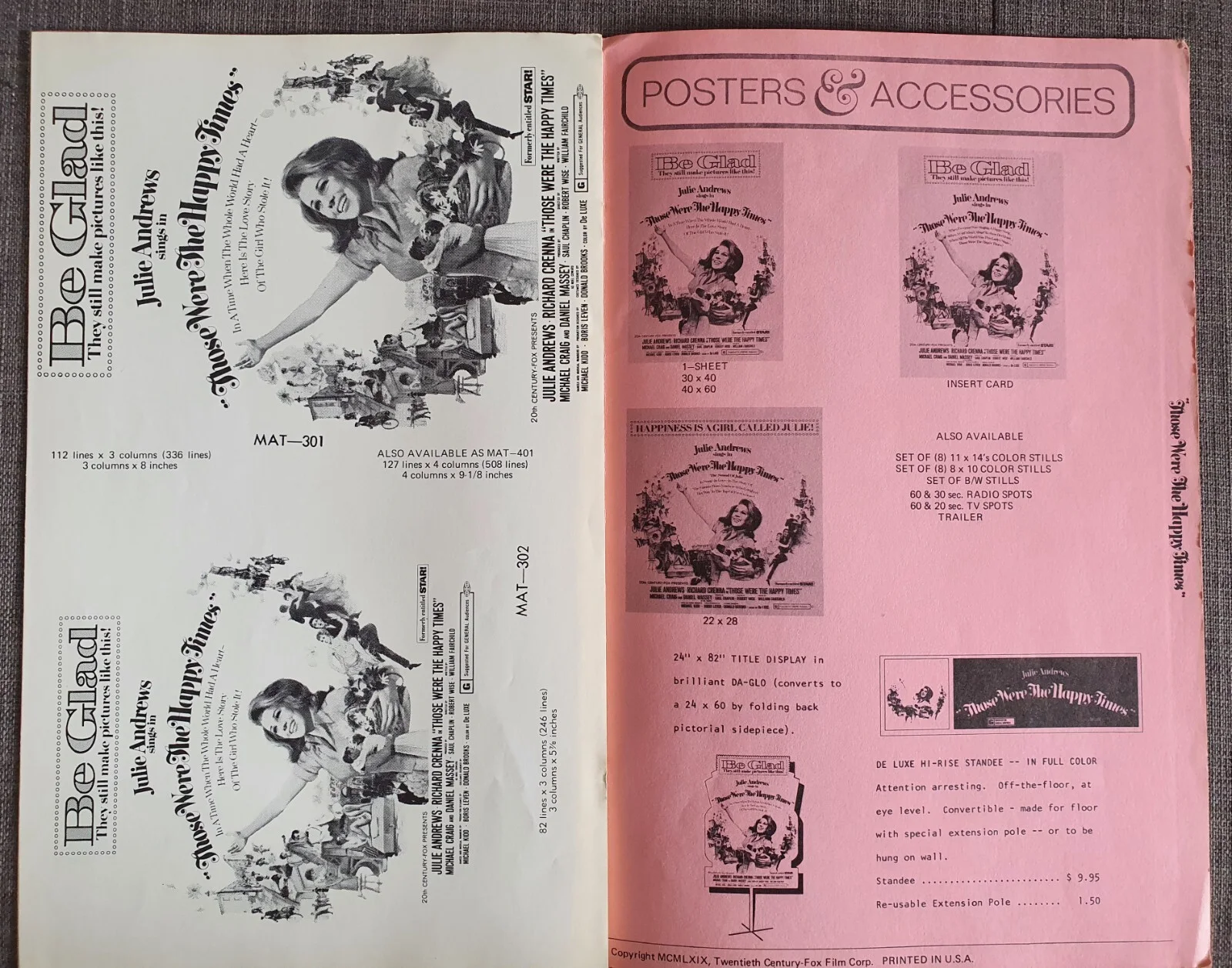 JULIE ANDREWS - THOSE WERE THE HAPPY TIMES (STAR!) - RARE VINTAGE 1969 PRESSBOOK, изображение 3