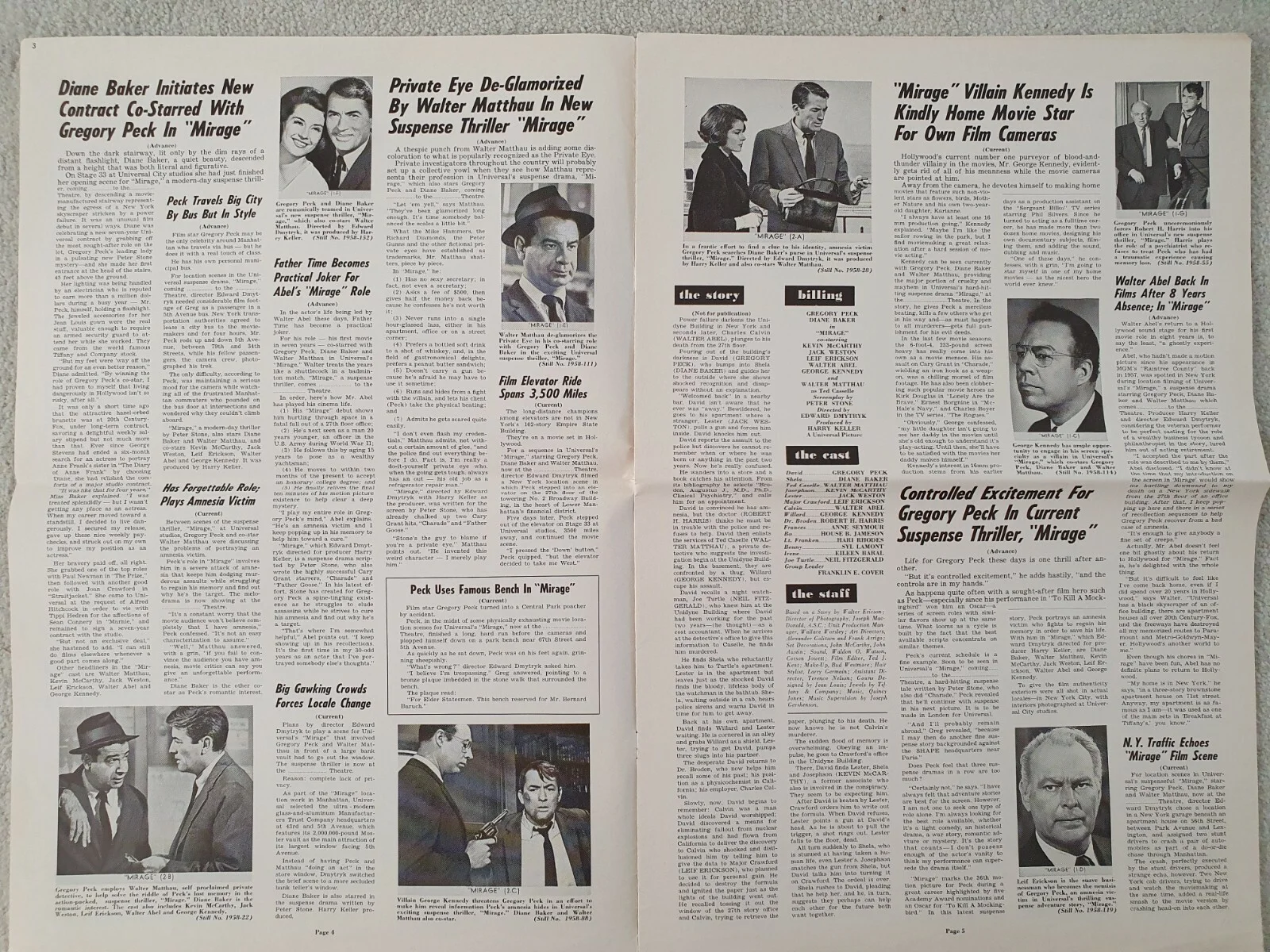 MIRAGE - VINTAGE 1965 US PRESSBOOK GREGORY PECK, DIANE BAKER, WALTER MATTHAU, image 3