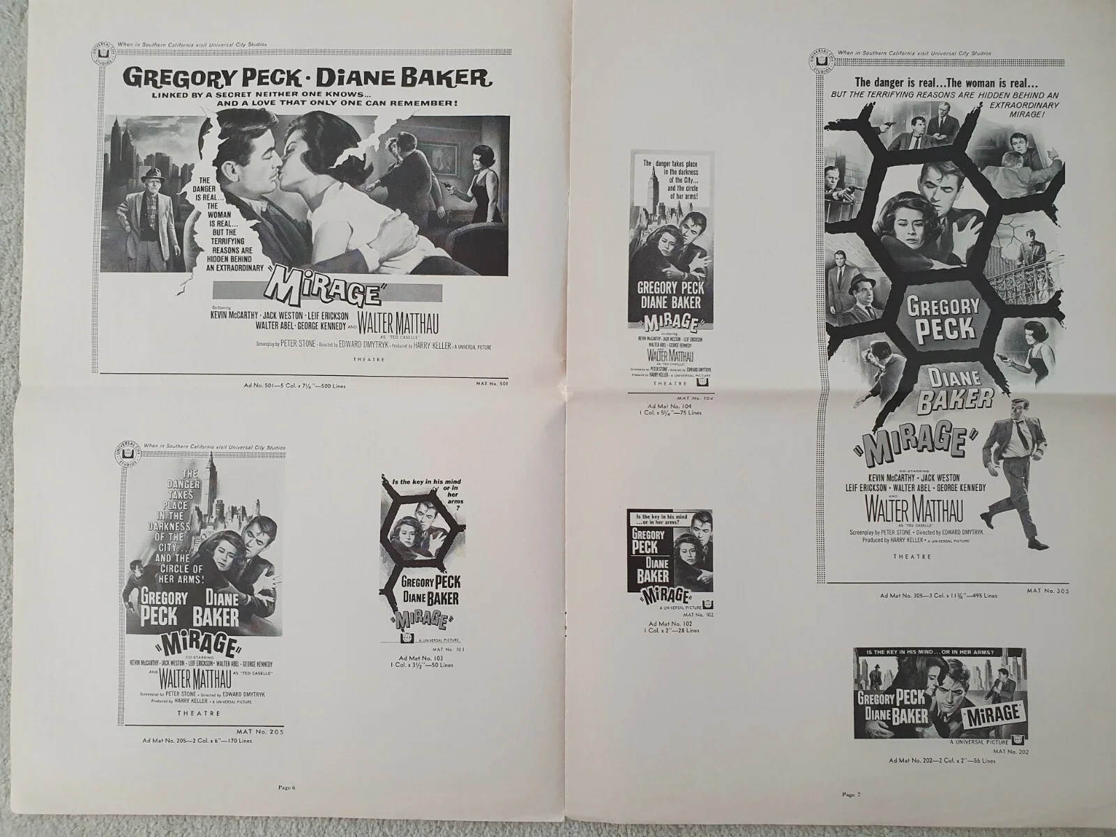 MIRAGE - VINTAGE 1965 US PRESSBOOK GREGORY PECK, DIANE BAKER, WALTER MATTHAU, image 4