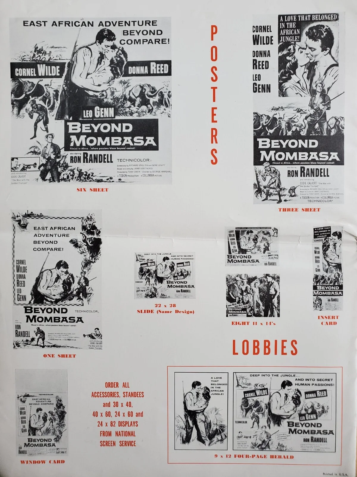 BEYOND MOMBASSA - VINTAGE 1956 US PRESSBOOK - 12 PAGES CORNEL WILDE, DONNA REED, изображение 2