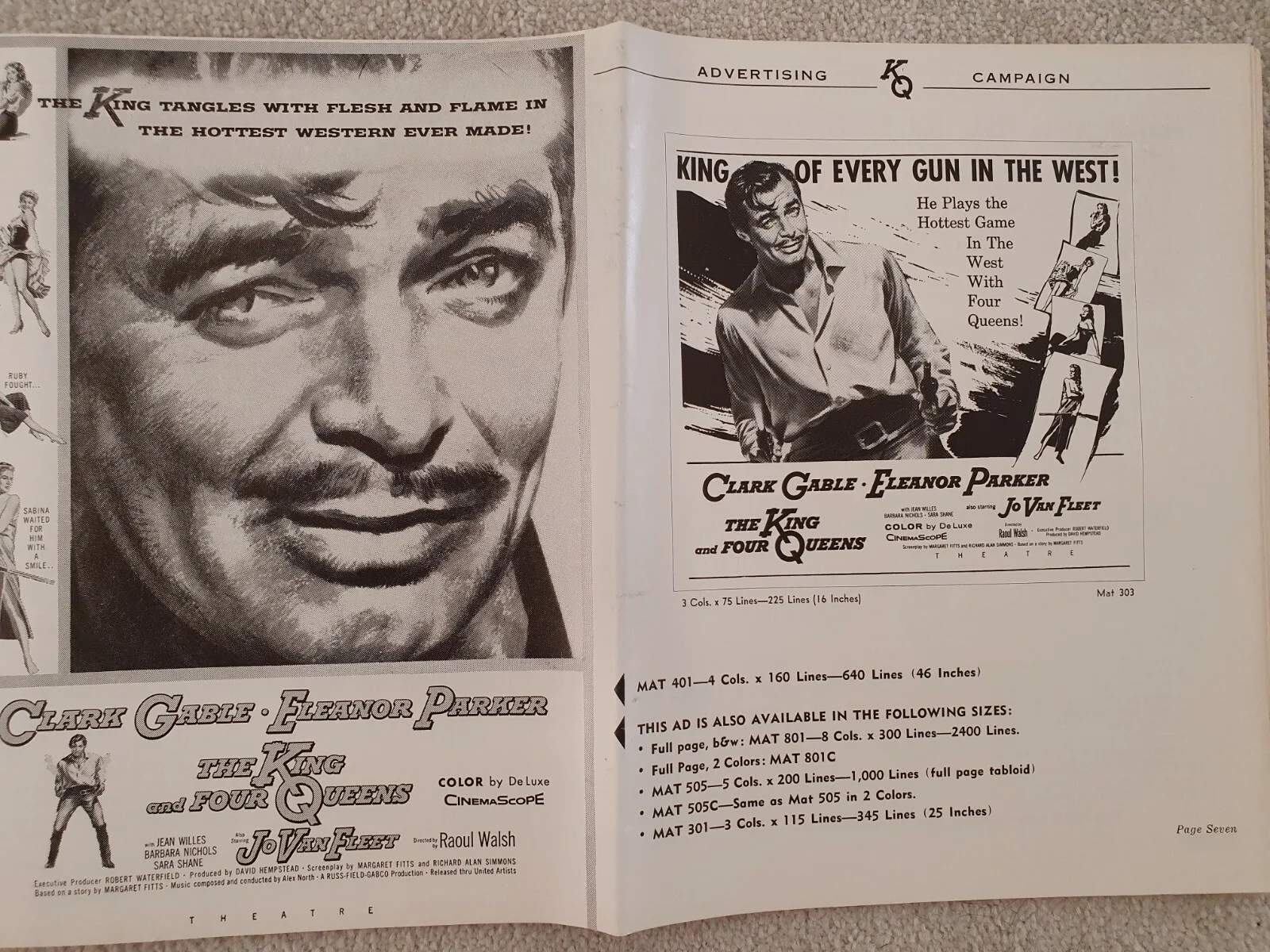 KING AND FOUR QUEENS VINTAGE 1956 AMERICAN PRESSBOOK CLARK GABLE, ELEANOR PARKER, image 2
