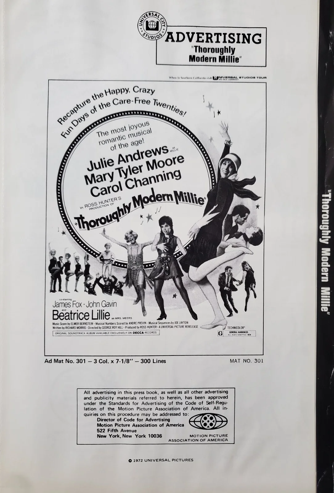 THOROUGHLY MODERN MILLIE - RARE VINTAGE 1972 US PRESSBOOK - JULIE ANDREWS, image 3