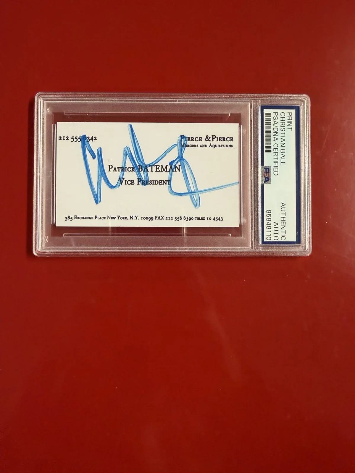 Christian Bale — Christian Bale Signed American Psycho Business Card Autograph PSA/DNA Slabbed, image 2