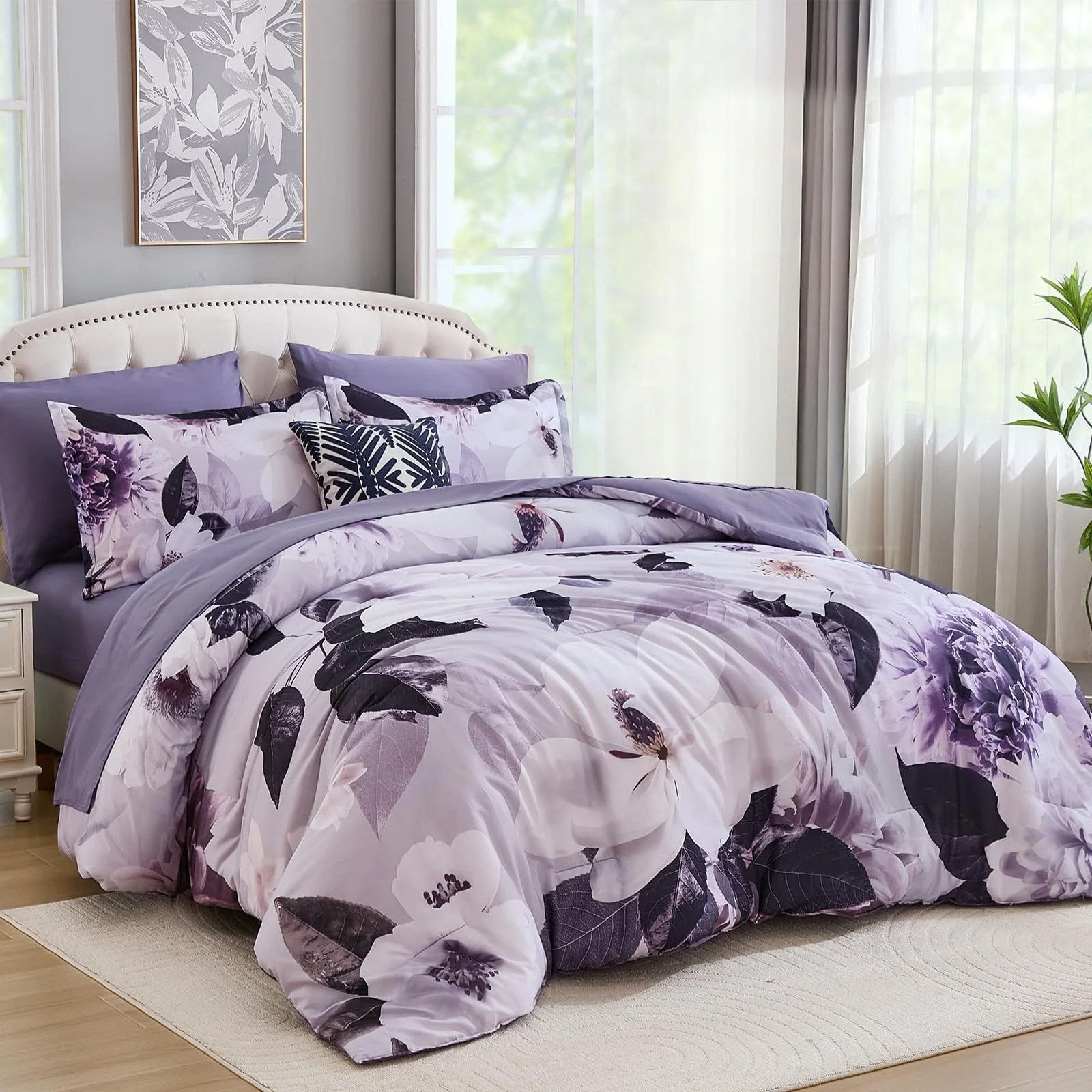 Mybedsoul King Size Comforter Set 7 Pieces, Bed in a Bag Soft Microfiber Bedd..., image 2