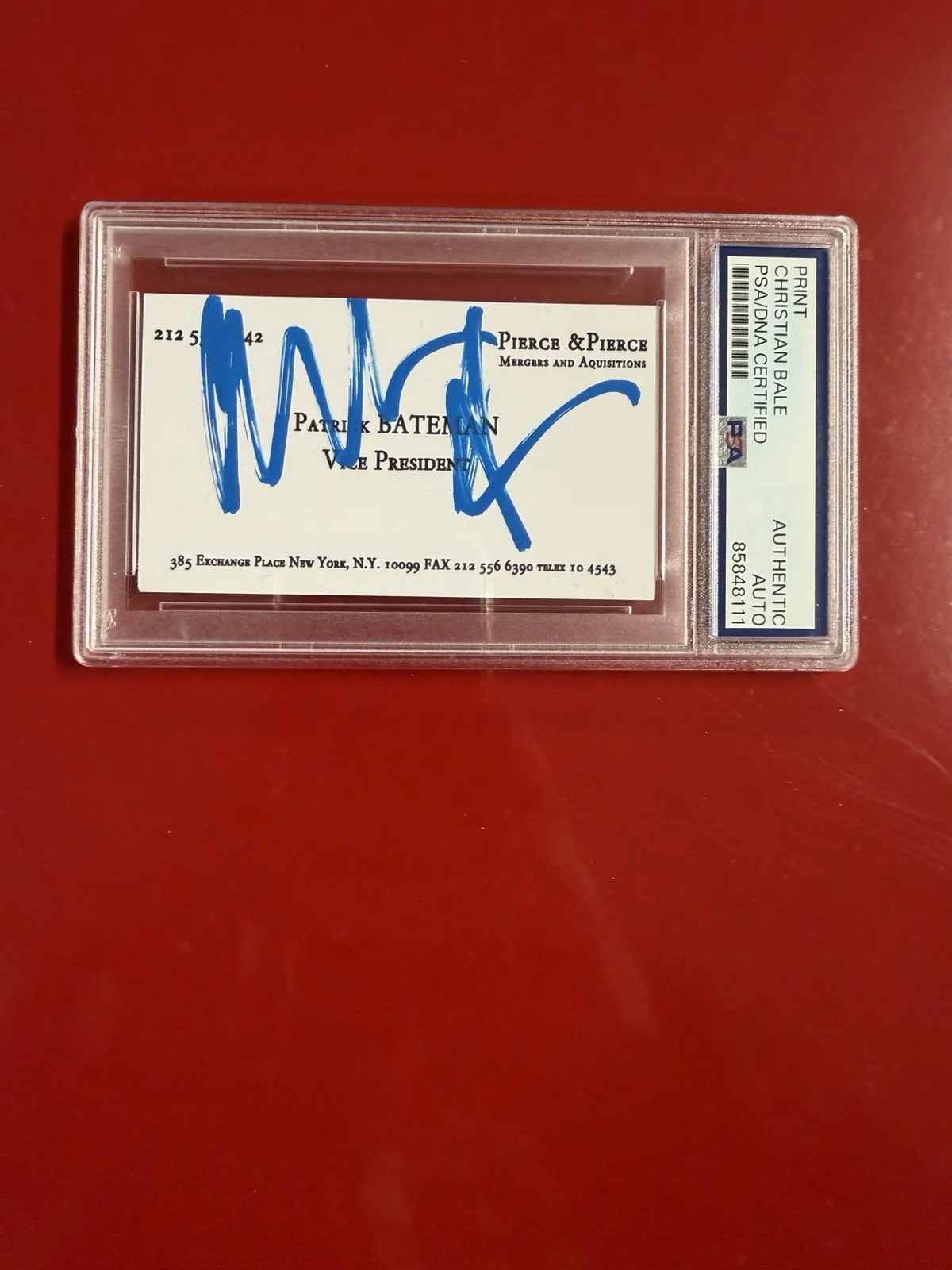 Christian Bale — Christian Bale Signed American Psycho Business Card Autograph PSA/DNA Slabbed, image 2