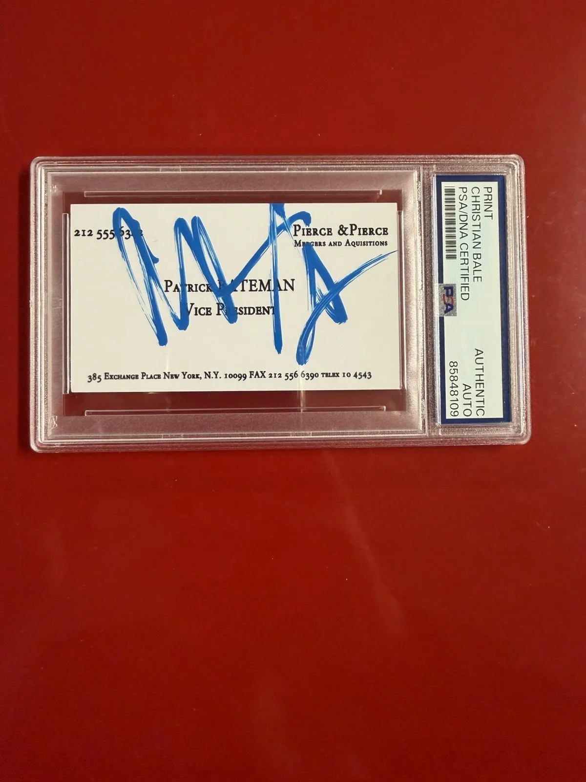 Christian Bale — Christian Bale Signed American Psycho Business Card Autograph PSA/DNA Slabbed, image 2