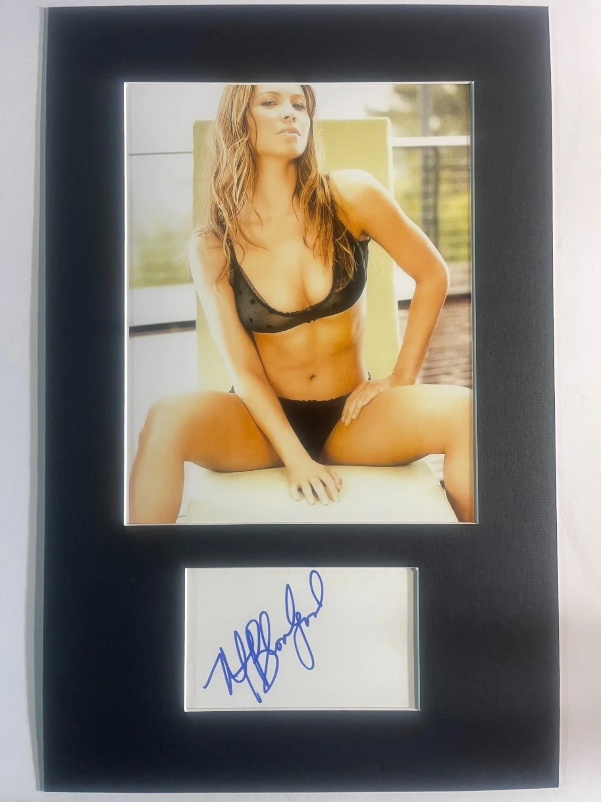 MOON BLOODGOOD — Moon Bloodgood W/COA matted signed index card with photo 11x17 #1