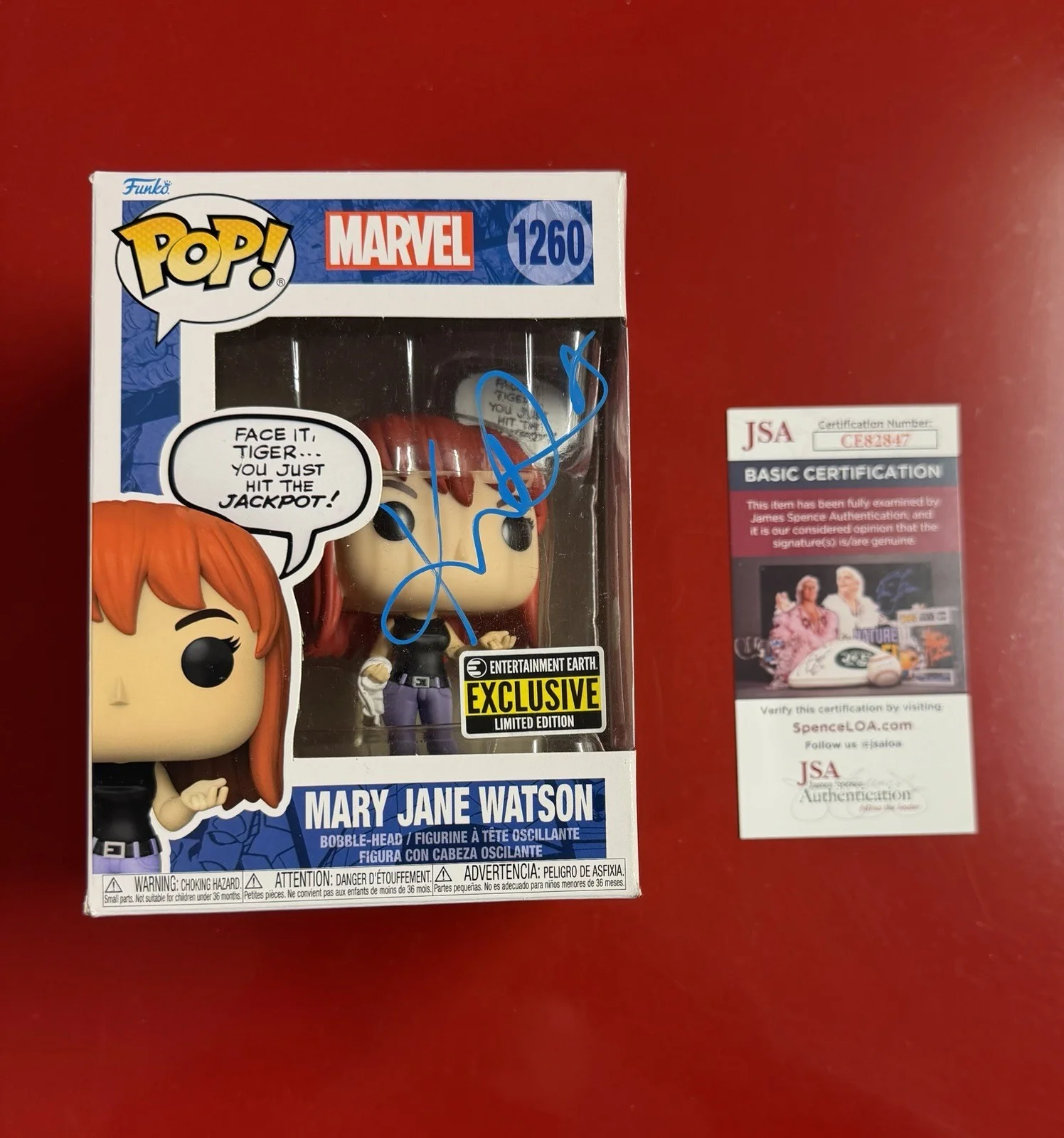 KIRSTEN DUNST — Kirsten Dunst Signed Mary Jane Watson Funko Pop 1260 Spider-Man JSA COA