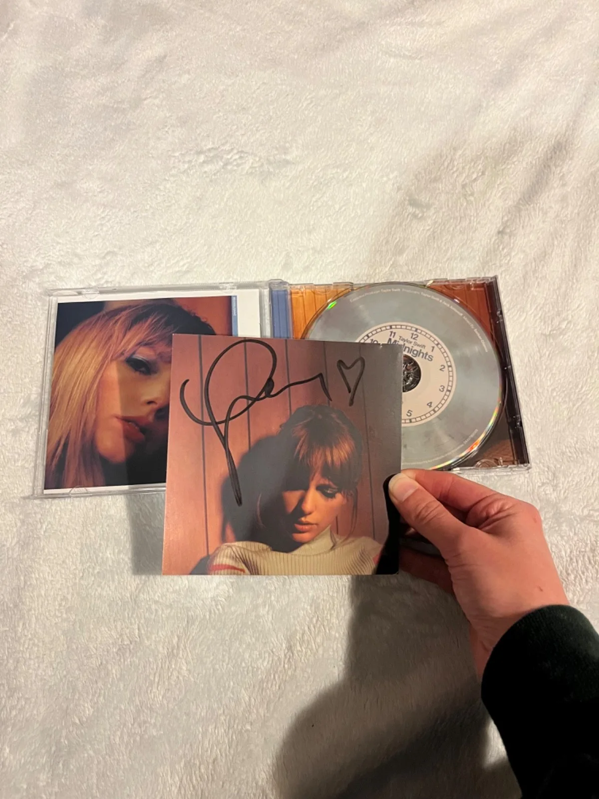 Taylor Swift Signed Moonstone Blue Midnights CD with Heart, image 2