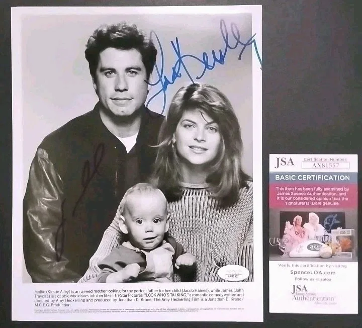 Kirstie Alley John Travolta — Kirstie Alley John Travolta Autographed JSA COA Look Who's Talking Press Photo, изображение 2
