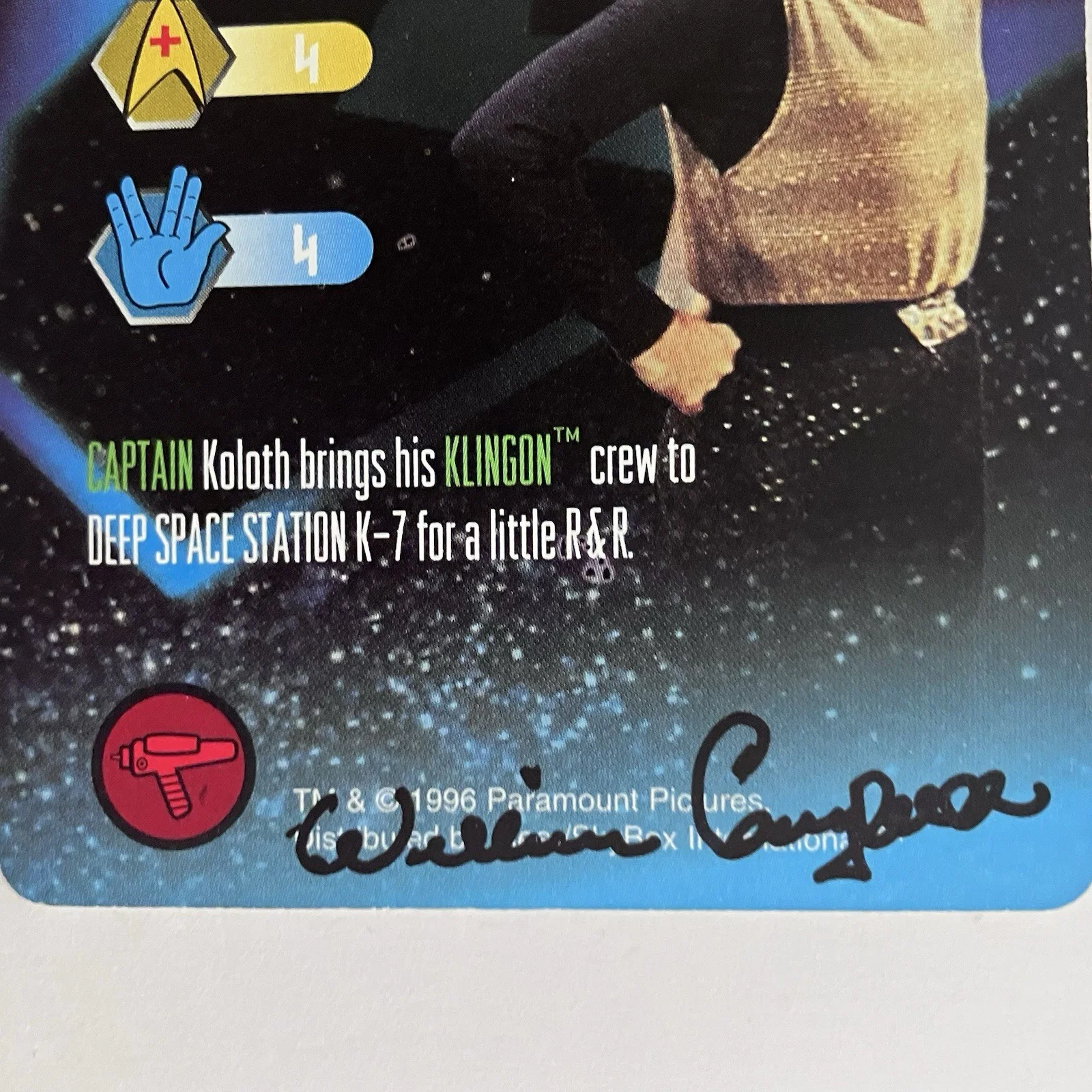 William Campbell — STAR TREK Signed TRIBBLES Card / WILLIAM CAMPBELL (1923-2011) as Captain Koloth, изображение 3