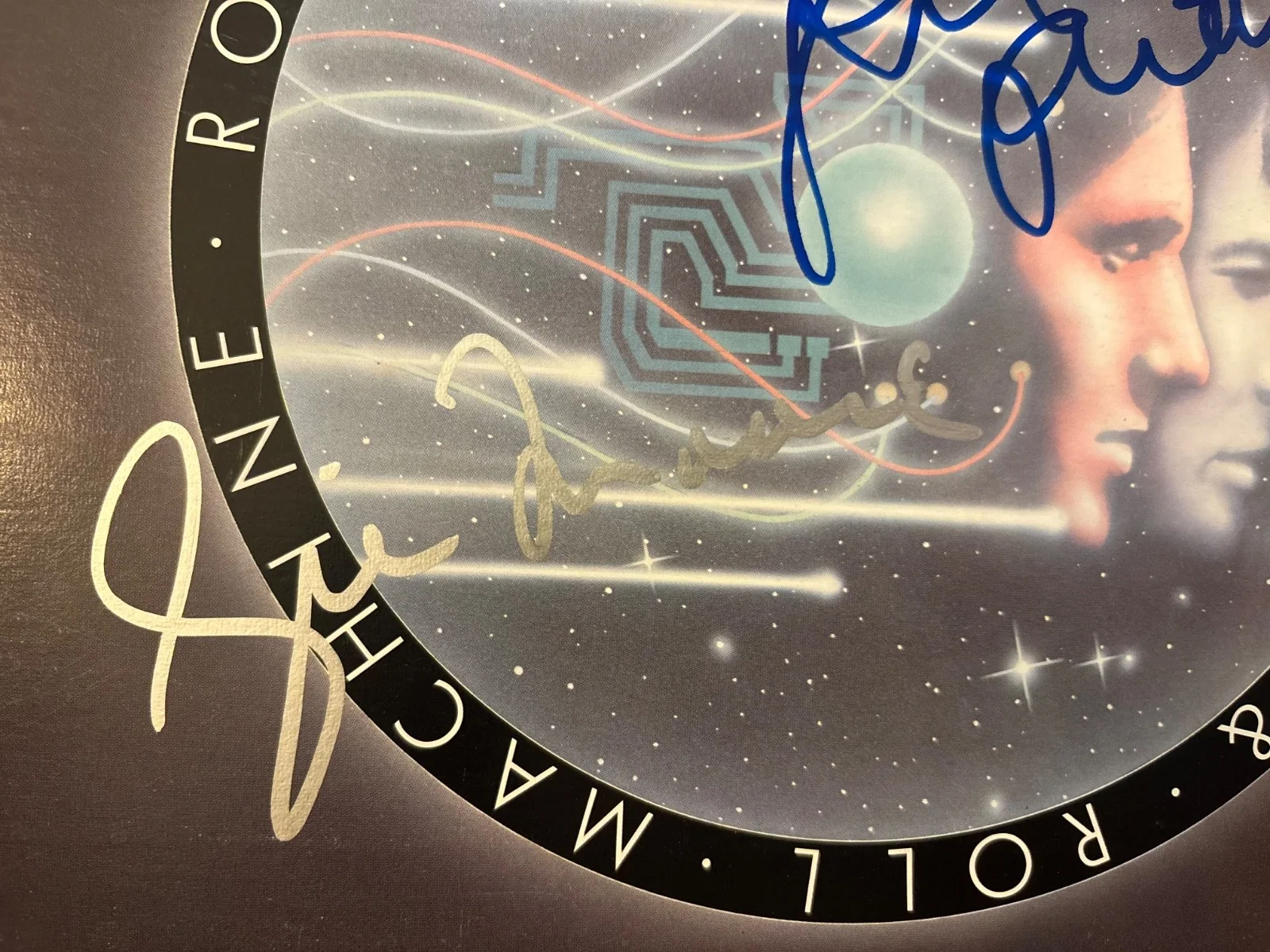 TRIUMPH SIGNED AUTOGRAPHED ROCK N ROLL MACHINE LP VINYL X2 RIK & GIL RARE PROOF, изображение 3