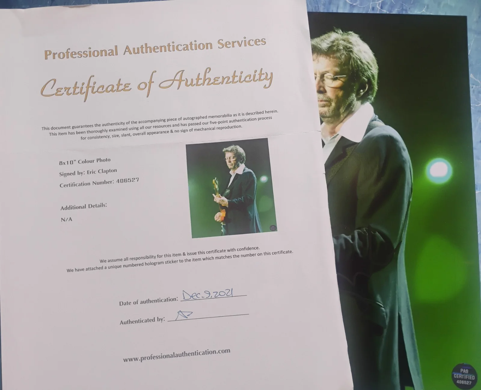 Eric Clapton Hand Signed 8x10 Photo COA - NO US TARIFFS, изображение 4