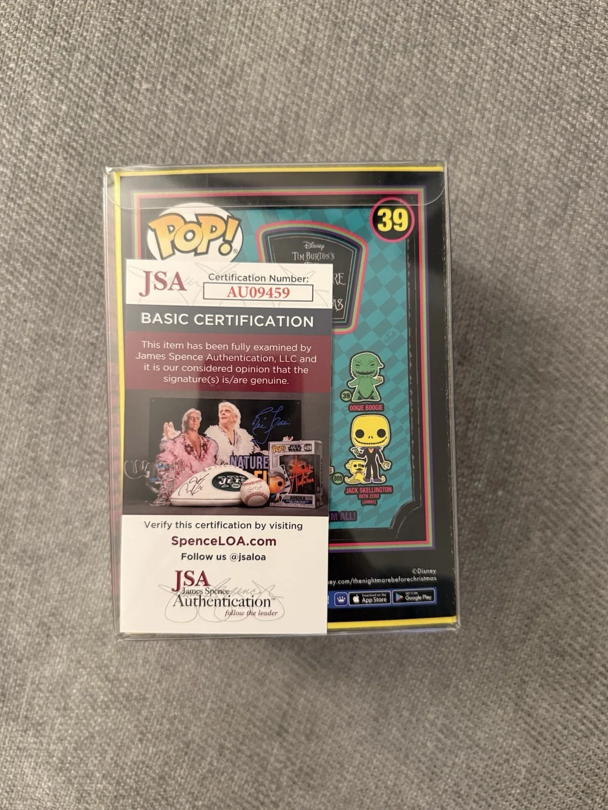 Ken Paige Signed Oogie Boogie Funko Pop With Protector JSA Authenticated, image 2