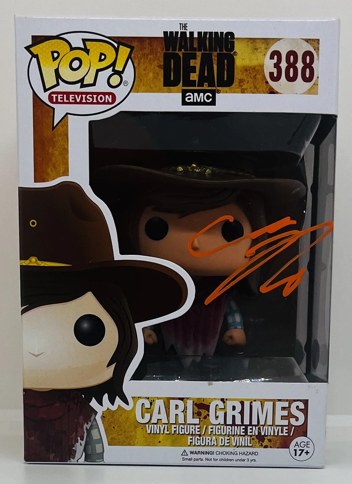 CHANDLER RIGGS — CHANDLER RIGGS SIGNED CARL GRIMES POP FUNKO FIGURE THE WALKING DEAD JSA COA, изображение 2